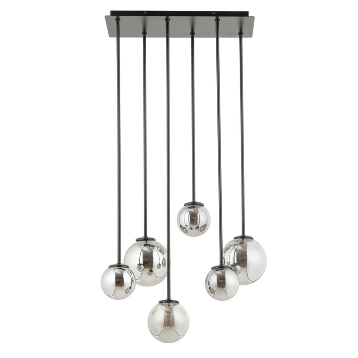 Плафониера Sigma Tulia, 6 източника на светлина, стъкло, черен, 90x42см