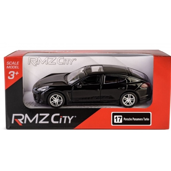 Кола играчка RMZ City Porsche Panamera Turbo, метал/пластмаса, отварящи се врати, черна, мащаб 1:32. 3 години+