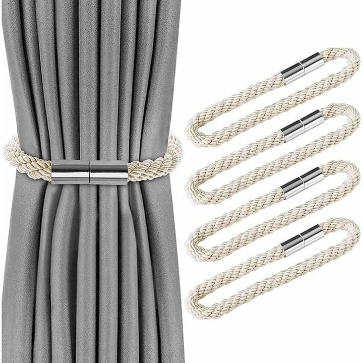 Set 4 curele magnetice pentru perdele, stil european, ajustabile, multicolor