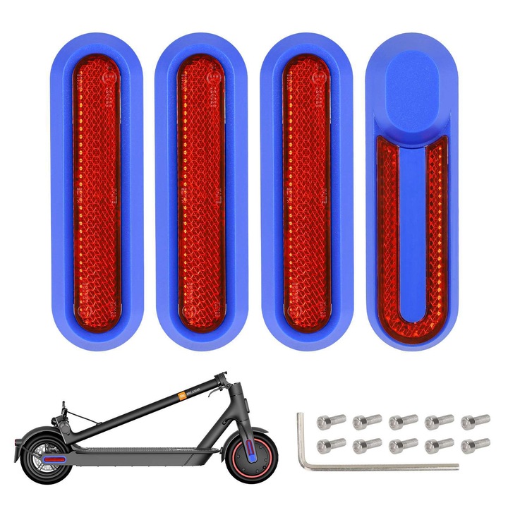 Set acoperire roti trotineta electrica, reflectorizant, albastru/rosu, pentru Xiaomi M365/Pro/Pro 2/1S/Scooter 3