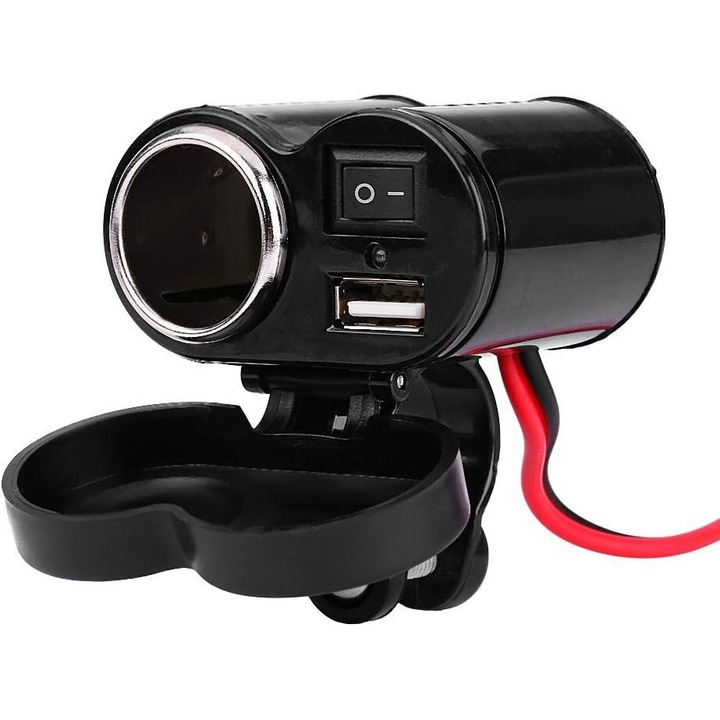 Зарядно за мотоциклет с USB и гнездо за запалка, водоустойчиво, 12V-45V