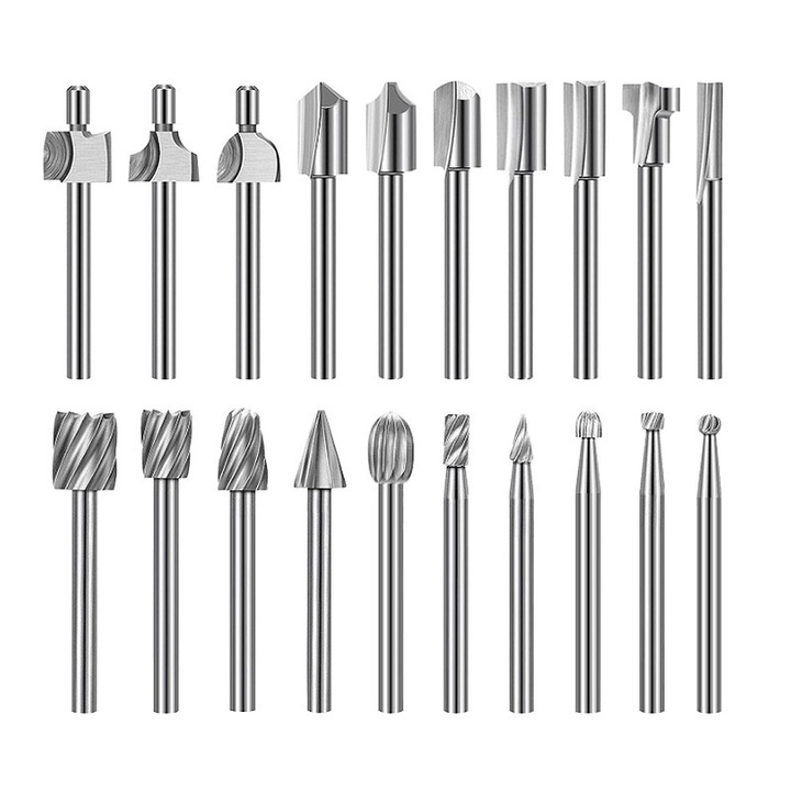 Set de 20 Freze Yakumuz pentru Gravat si Sculptat in Lemn, Varfuri Diverse, Sant de 3mm