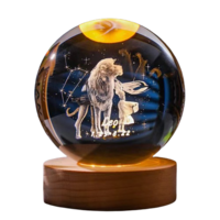 Statueta cristal lumina Leo, ArtAntik, 14.3x8.2x10cm, cutie de lux aurie