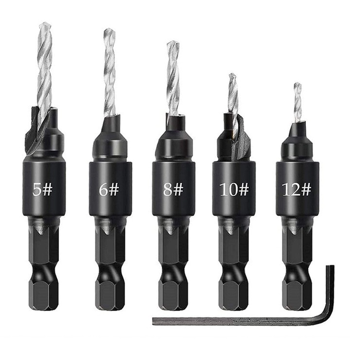 Set 5 freze pentru lemn Yakumuz, ajustabile, hexagonale