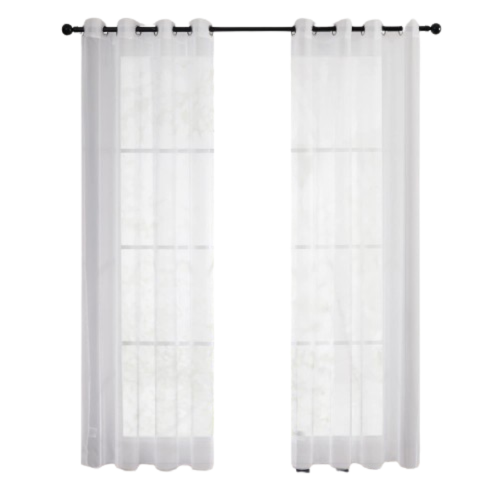 2 db Deconovo átlátszó függöny gyűrűkkel, 229 x 140 cm, fehér