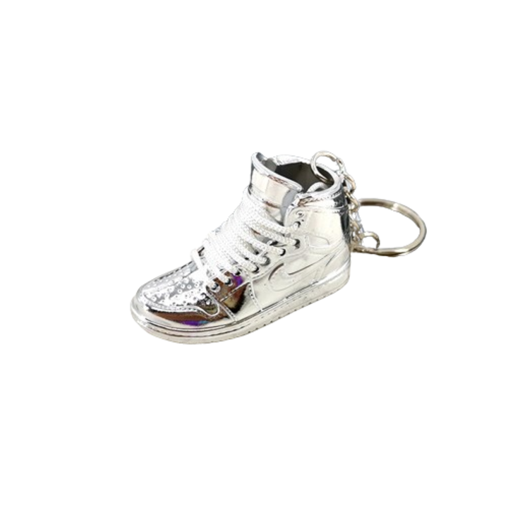 3D kosárlabda cipő kulcstartó, ezüst, 5,3x3,3 cm, fiú kiegészítők
