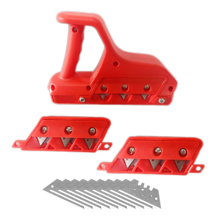 Set cutter colturi gips carton, unghiuri 45 si 60 grade, 10 lame trapezoidale, portocaliu, 23cm