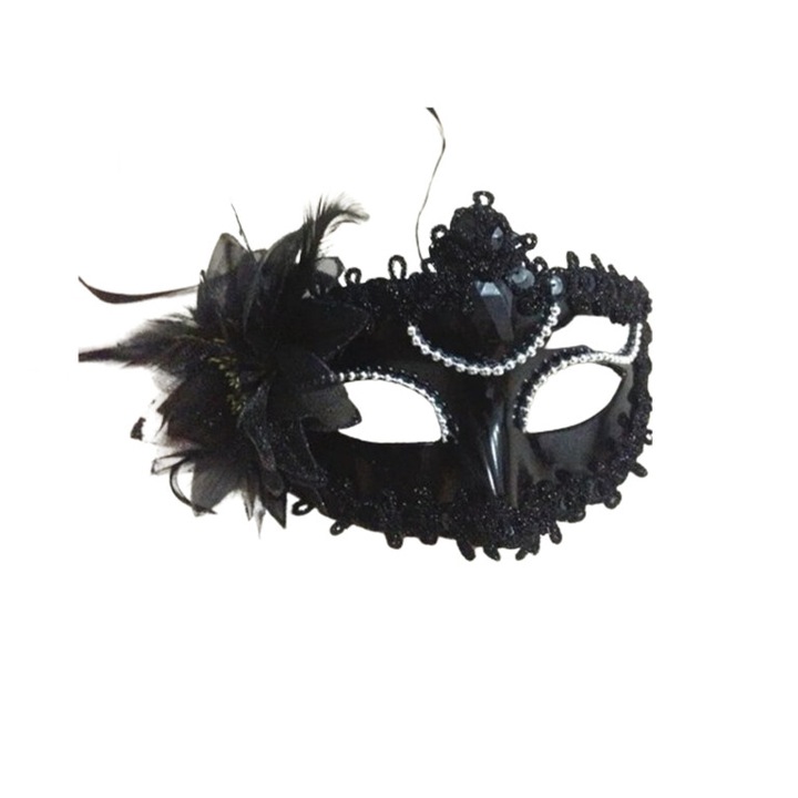 Karneváli / Halloween maszk, JENUOS, Álarcosbálhoz, Műanyag, Univerzális méret, fekete