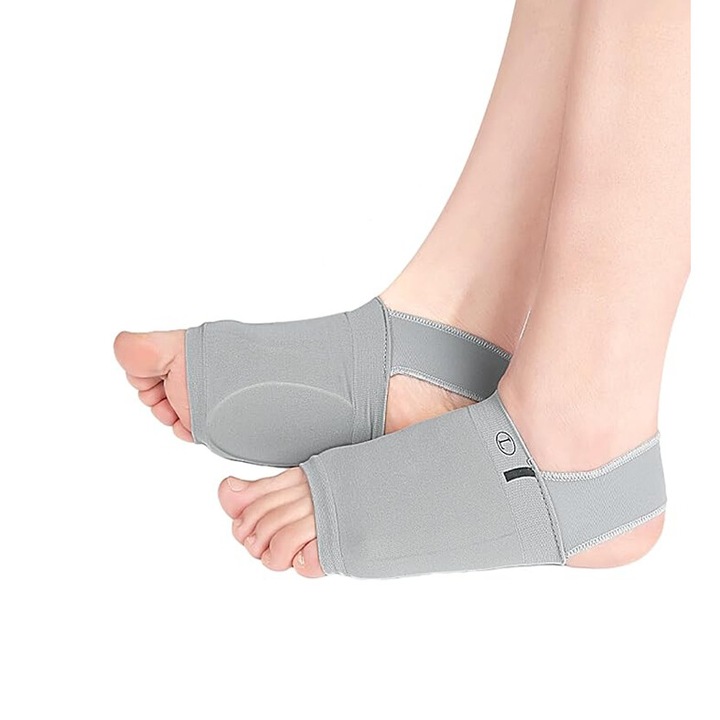 Set 2 Talonete ortopedice, JENUOS®, pentru fasceita plantara si platfus, Marime Universala, respirabile, Unisex, 15.5x7.7cm, Gri