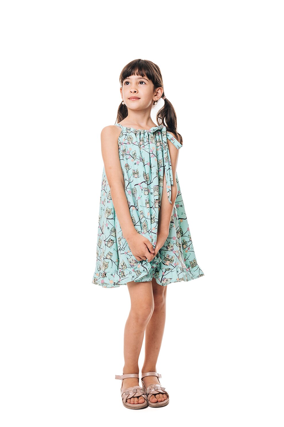 CHARMONY, Rochie mini cu imprimeu grafic, Verde, Albastru glaciar, 86-92 CM