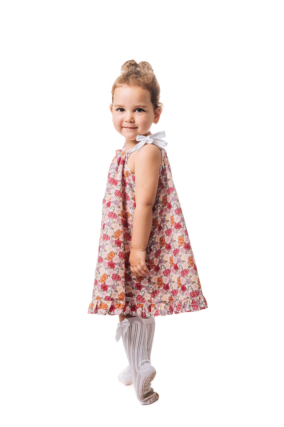 CHARMONY, Rochie evazata cu model floral, Rosu, Roz, 122-128 CM