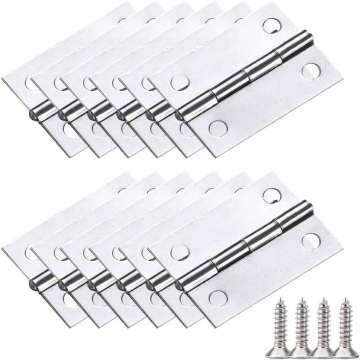 Balamale mici din otel inoxidabil, set de 12 bucati, 35x28x0.8mm, argintiu