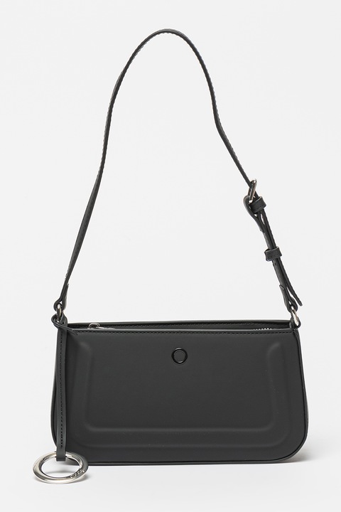 O bag, Geanta de piele ecologica cu bareta ajustabila, Negru