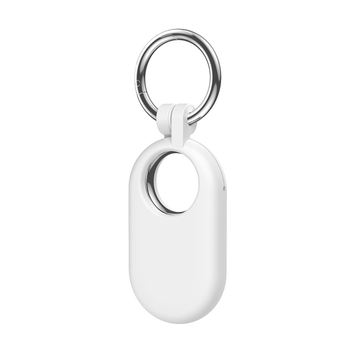 Калъф за Samsung Galaxy SmartTag2, JENUOS®, Силиконов, Преносим, Антизагубен, Бял