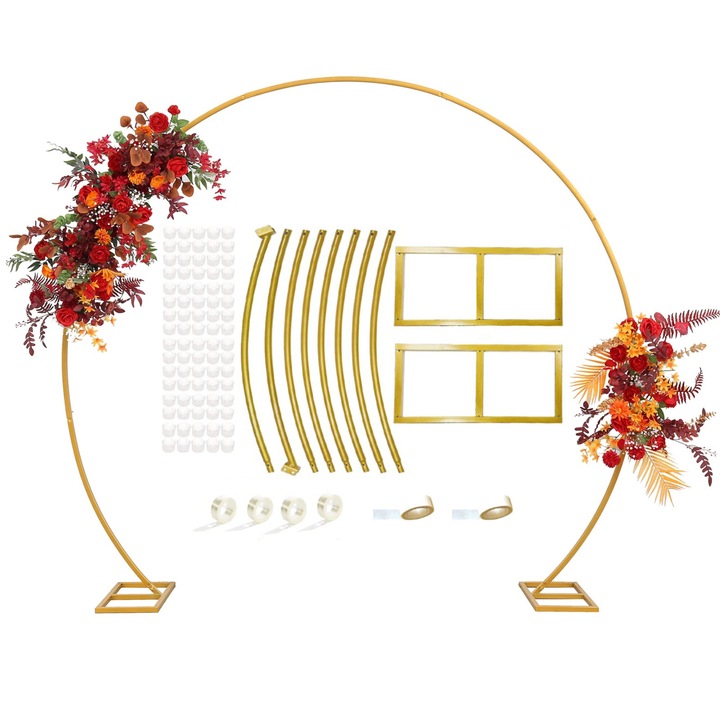 Подпора за арка за балони WALALLA, комплект с аксесоари, злато, 2.7x2.2m