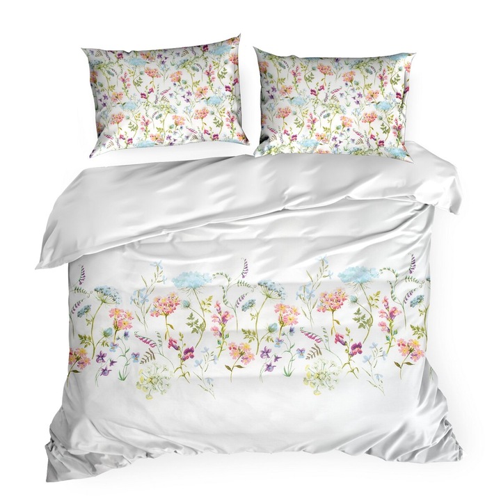 Ágynemű SPRING 24 virágmintával 220 x 200 cm Eurofirany fehér