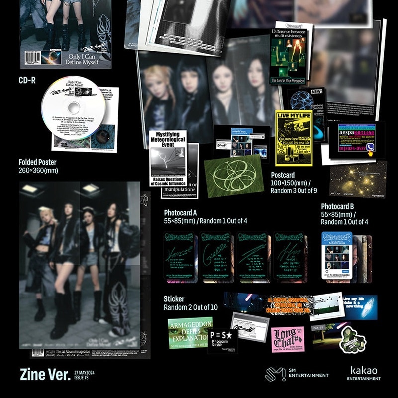 Album K-pop Aespa - Armageddon, versiunea Zine, CD-R, poster pliat