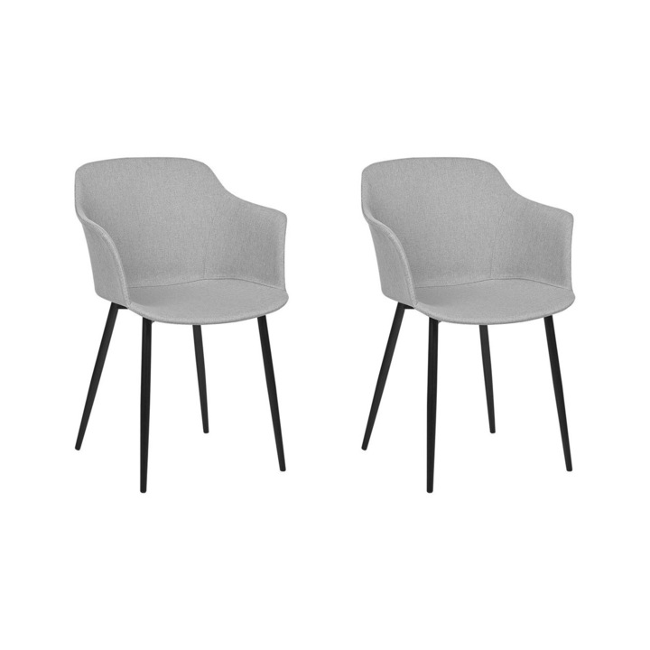 Világosszürke Szövet Étkezőszék Kétdarabos Szettben Elim