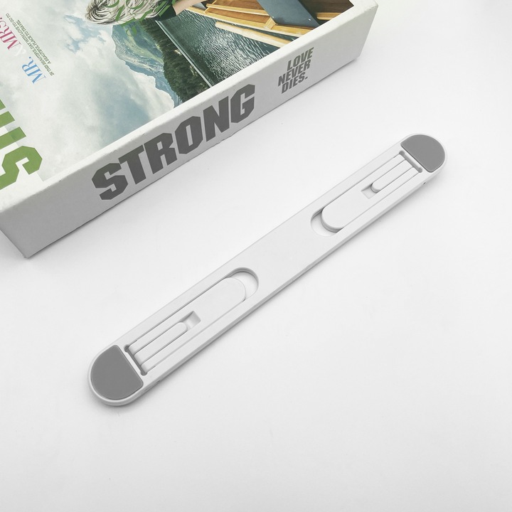 Suport laptop pliabil, 21.6x2.6cm, ajustabil, lumina, design ascuns, alb