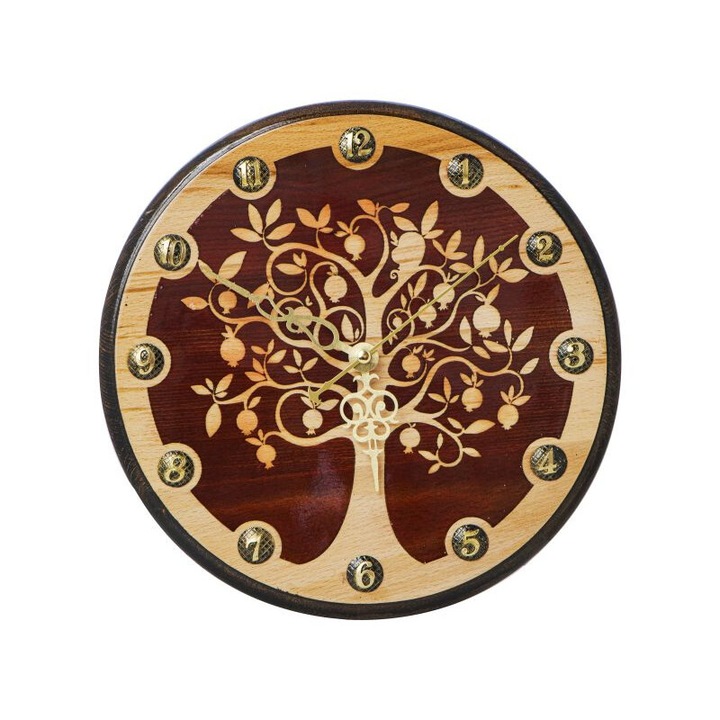 Ceas de perete din lemn Copacul vietii rosu 51001