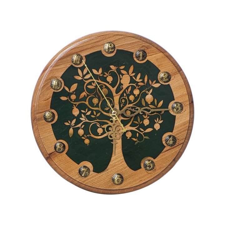 Дървен стенен часовник Green Tree of Life 51002