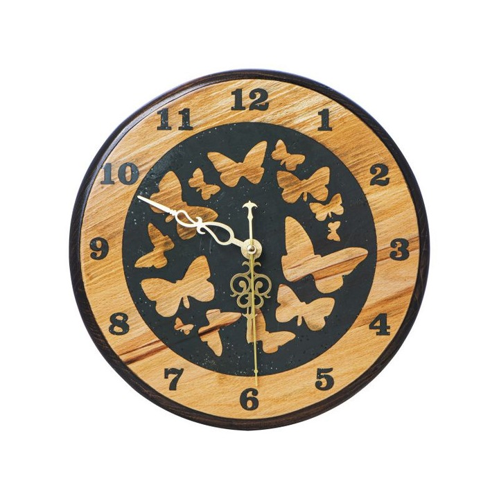 Ceas de perete din lemn Fluturi 52001