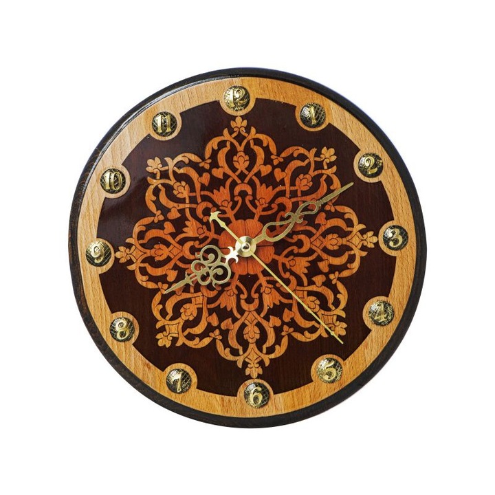Дървен стенен часовник Мандала череша 53001