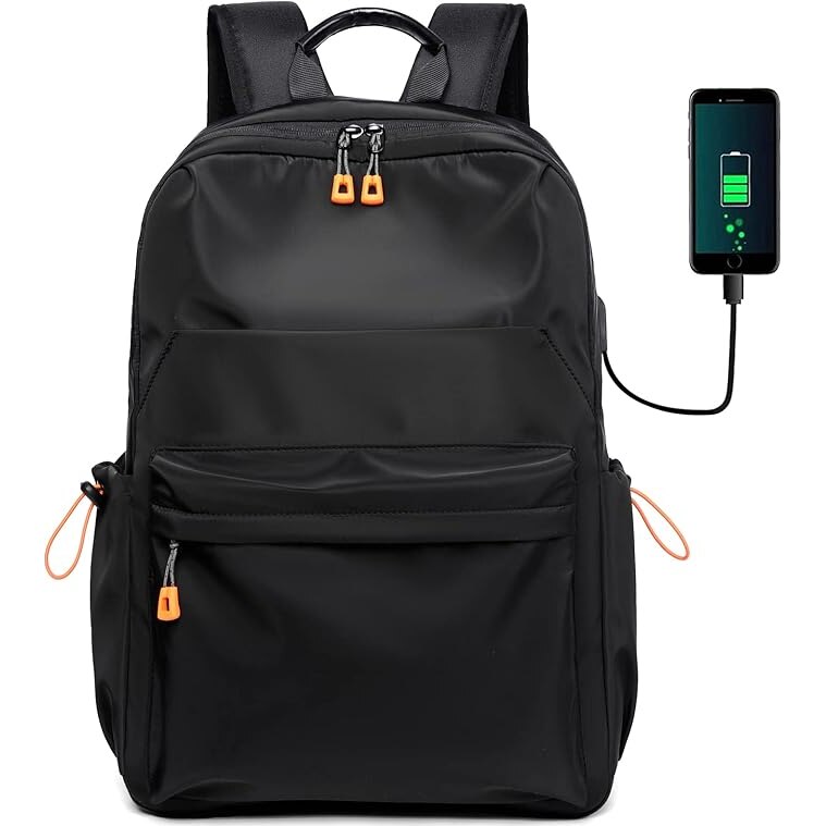 Rucsac laptop JRH, cu port de incarcare USB, Rezistent la apa, 15.6, Negru