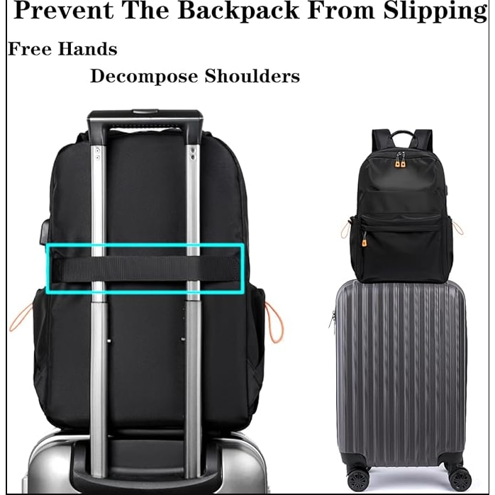 Rucsac laptop JRH, cu port de incarcare USB, Rezistent la apa, 15.6, Negru