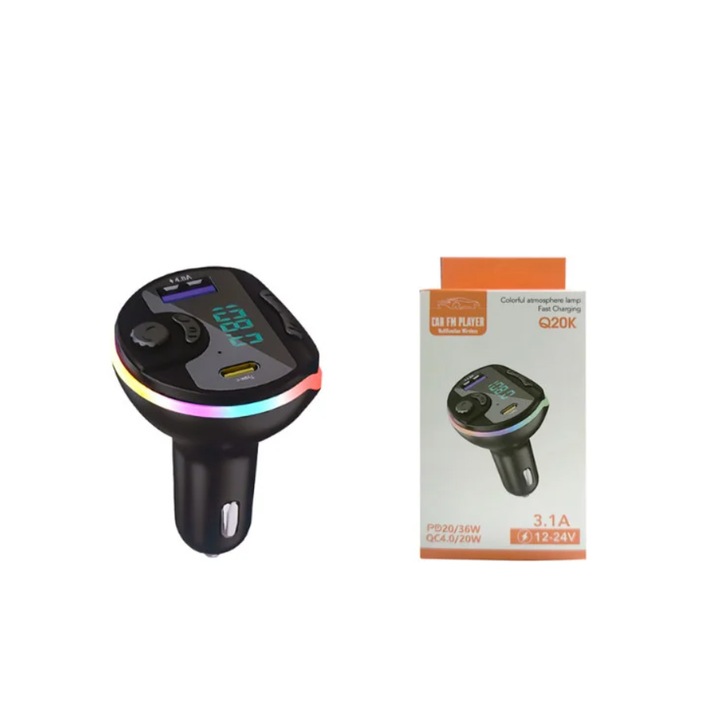 Modulator Q20k Bluethoot Usb Qc 3.0 Fast Charge 4.8 A + Tip C