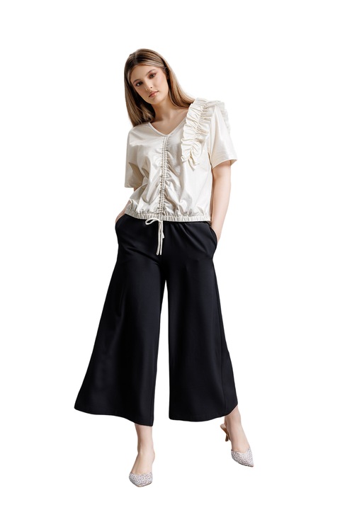 Bluza dama RVL, D3711, cu siret, crem