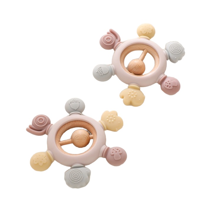 2 db baba fogzási játékból álló készlet, szilikon rágógyűrűk, BPA-mentes, 0-12 hónapos korig, az íny kellemetlen érzésének enyhítésére