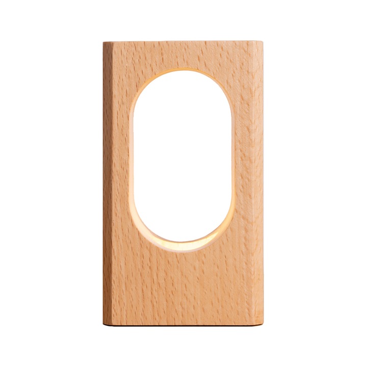 Lampa de noptiera ovala cu LED-uri mici, reglabila, calda, alba, din lemn, pentru dormitor camera de zi camera pentru copii