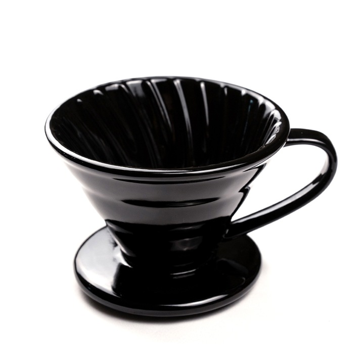 Керамична кафе филтър чаша, Coffee Dripper, съвместима с V60-02 / V60-01 кафе филтри, черна