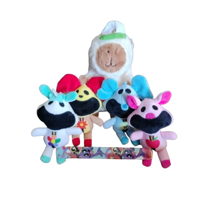 Set 5 Capybara / critters 4 VICTINY® alb/crem/ maro / albastru / roz 23 cm/17 cm / 17 cm