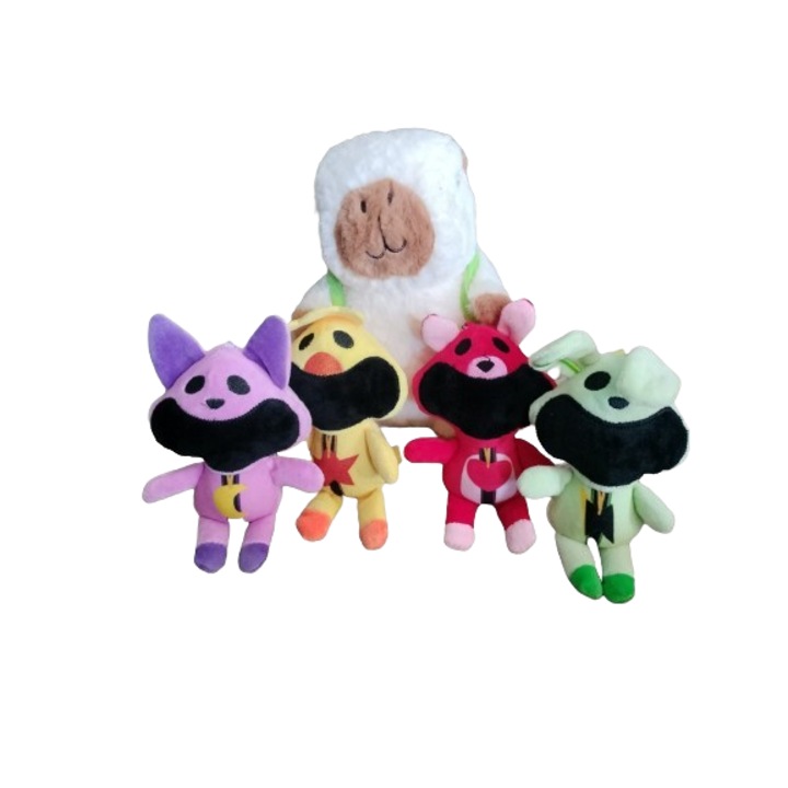 Set 5 Capybara / critters 4 VICTINY® alb/crem/ mov / galben / rosu/ verde / 23 cm/17 cm / 17 cm