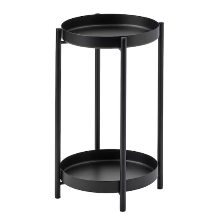 Suport plante, interior/exterior negru, din otel, 35 cm, HYVESTO®