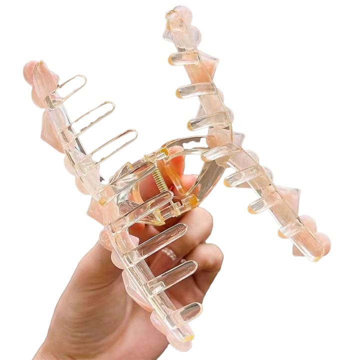 JUDASTAR Шнола за коса, форма на сърце, акрил, бяла, 13 см