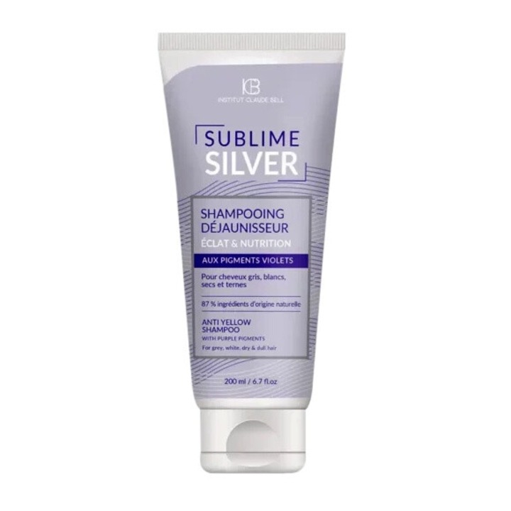 Sárgásgátló sampon szürke, fehér, száraz vagy fénytelen hajra - Sublime Silver Shampooing Déjaunisseur, ICB 200 ml