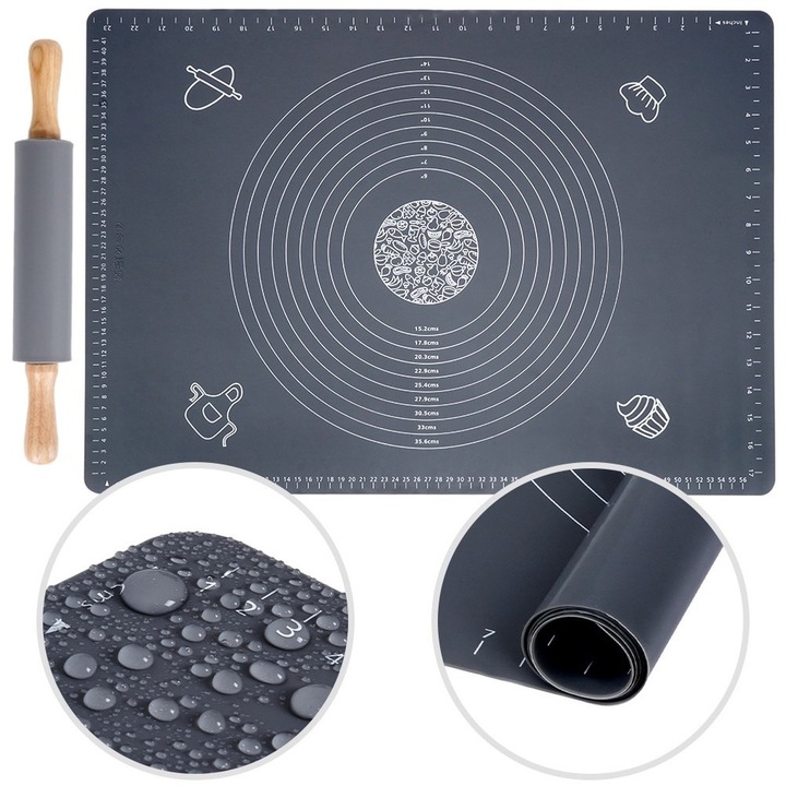 Set, Vilde, Silicon, Suprafata Antiaderenta, Utile In Orice Bucatarie, 64 x 45 cm, Gri