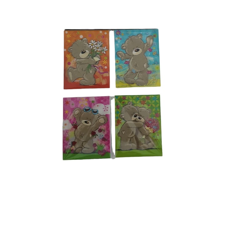 Mini carnet notite 3D Bear, set 4 bucati