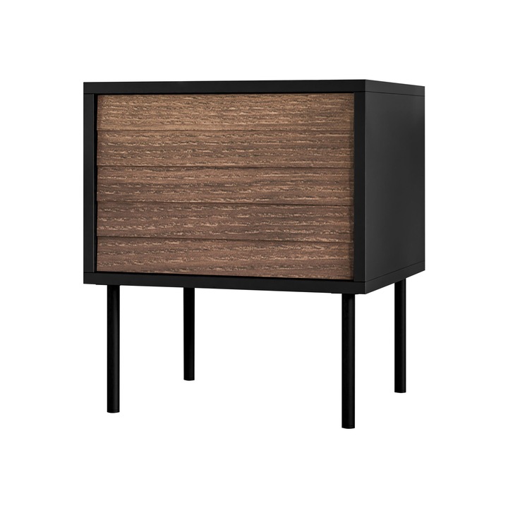 Set 2 Noptiera Heprano, MIRJAN24, negru + nuc warmia, 40x45x51 cm