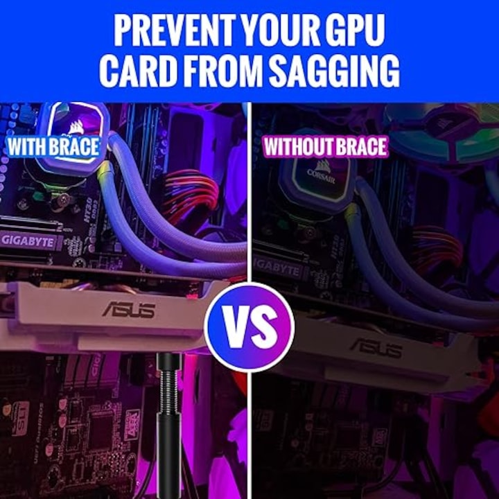 Supporto GPU Regolabile Per Scheda Grafica - In Alluminio, Altezza 49-80mm, Design Magnetico, Nero - Foto 4