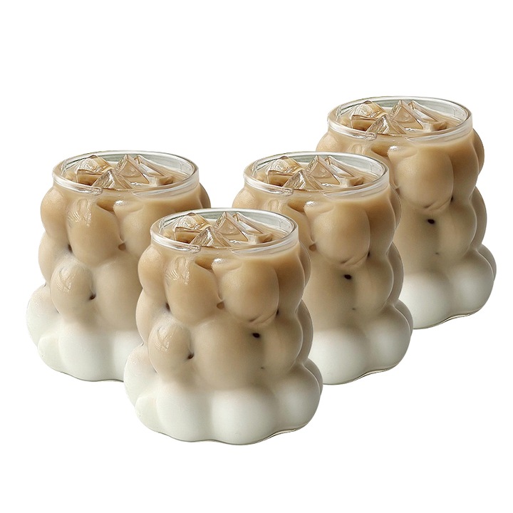 4 db-os boroszilikát üvegpohár készlet, WALALLA, 350 ml, hullámos kivitel, koktélokhoz, vízhez, gyümölcsléhez, 6,8x9 cm