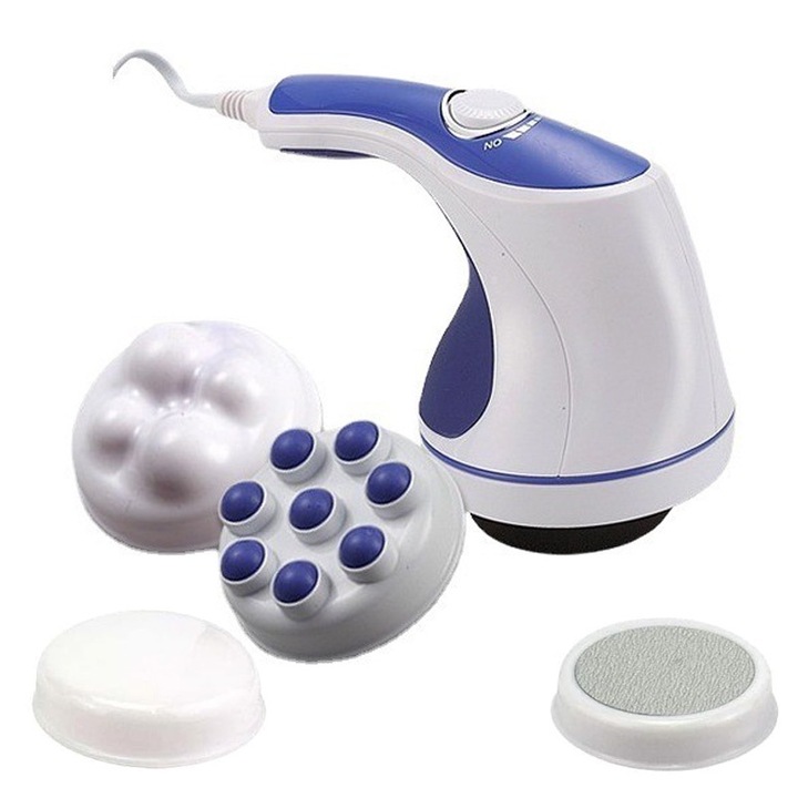 Készülék professzionális anticellulit masszázshoz 4 az 1-ben, LXNZUHN, 4 fej, infra fűtés, változtatható sebesség, 25W, 17x15x11cm, fehér/kék