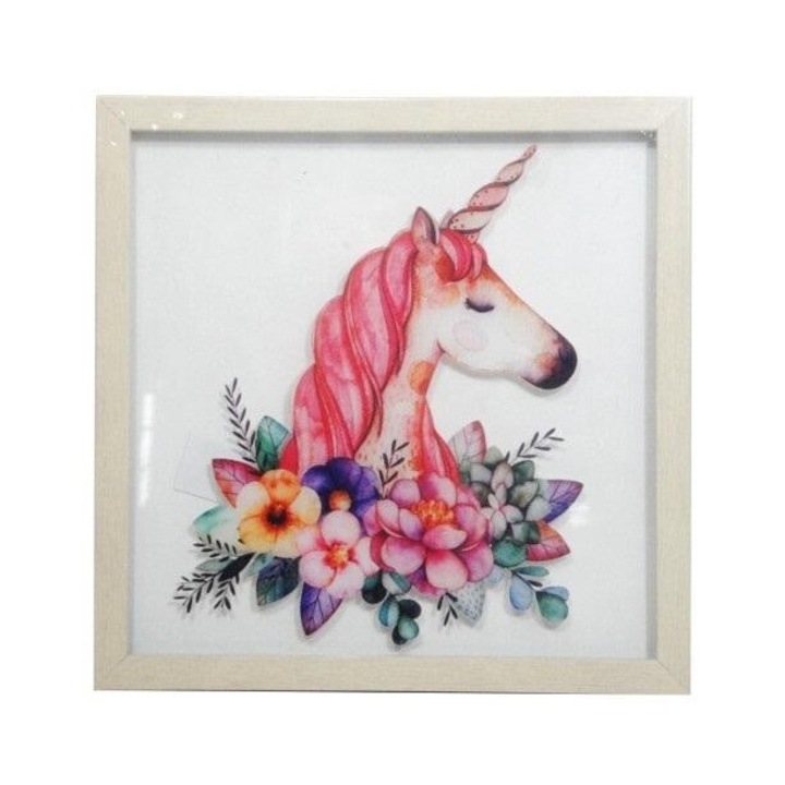 Картина SWEDE, еднорог, 29.5x29.5см, за деца, многоцветна
