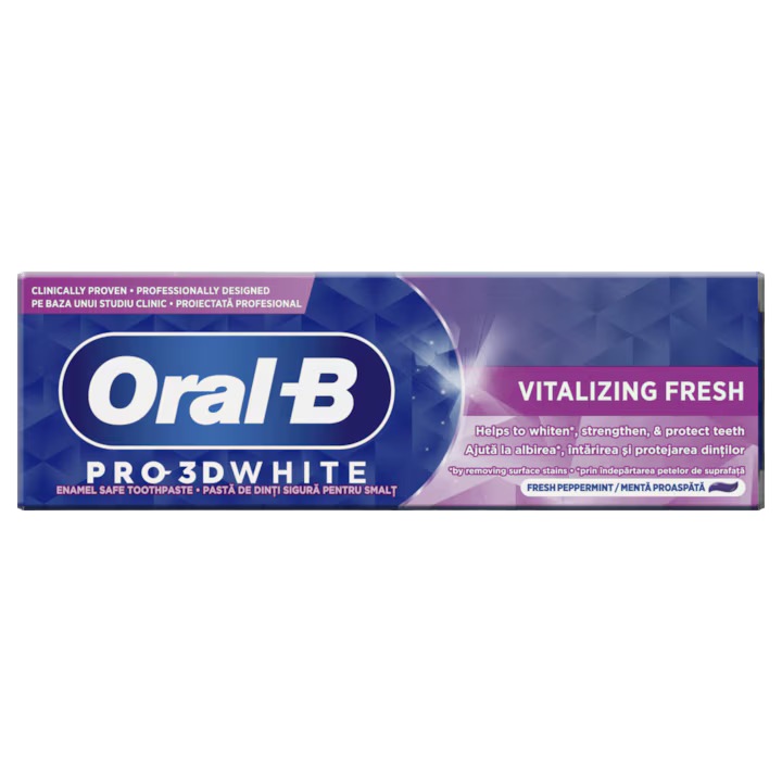 Fogkrém, Oral-B, vitalizáló friss, fogfehérítéshez és fogerősítéshez, 75 ml