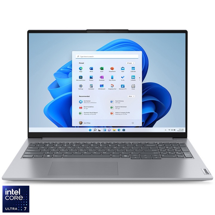 Lenovo ThinkBook 16 G7 IML laptop Intel® Core™ Ultra 7 155H processzorral akár 4,8 GHz-ig, 16" WUXGA, IPS, 16GB DDR5, 512GB SSD, Intel® Arc™ Graphics, Windows® 11 Pro, Arctic Gray