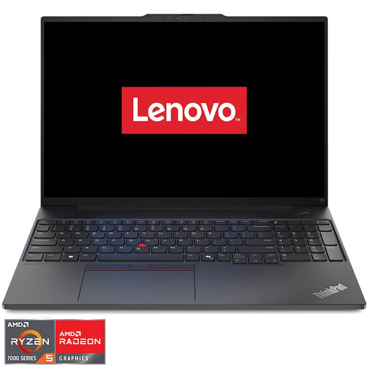 Лаптоп Lenovo ThinkPad E16 Gen 2, AMD Ryzen™ 5 7535HS, 16" WUXGA, IPS, 16GB DDR5, 512GB SSD, AMD Radeon™ 660M Graphics, No OS, Black