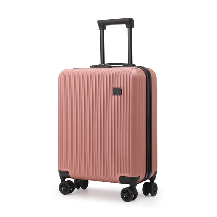 Куфар CabinFly Bellanca, Кабина, Ръчен багаж за Ryanair или Wizzair, Капацитет 40 литра, ABS, 55x40x20 см, Златисто розов